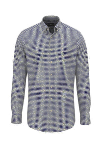 Blue Poplin Print Shirt