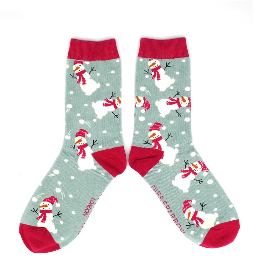 Duck Egg Snowmen Socks