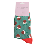 Load image into Gallery viewer, Green Christmas Pudding Socks
