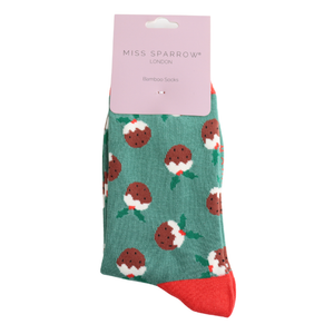 Green Christmas Pudding Socks