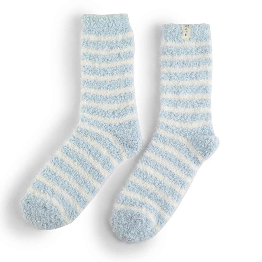 Blue Stripe Fluffy Socks
