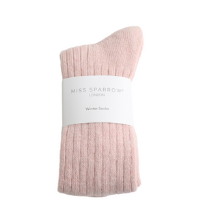 Pink Winter Rib Socks