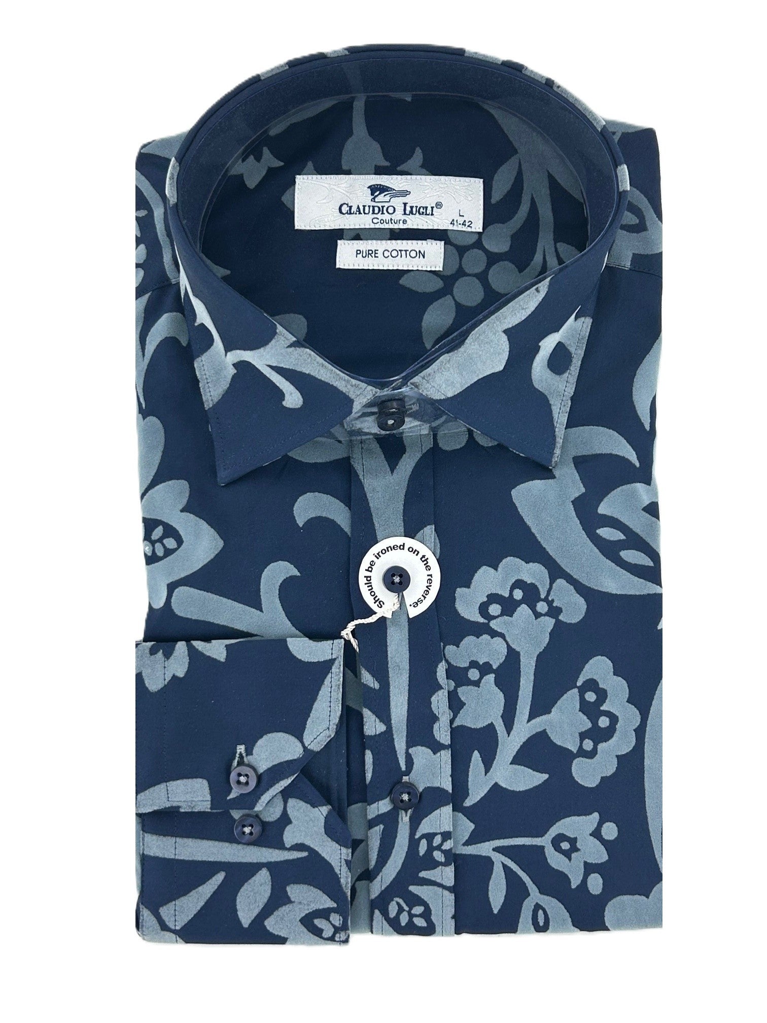 Navy Flocked Shirt
