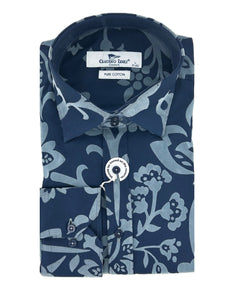 Navy Flocked Shirt