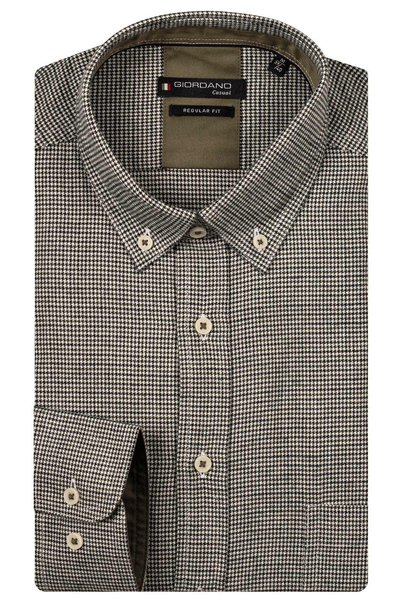 Green Houndstooth Check Shirt
