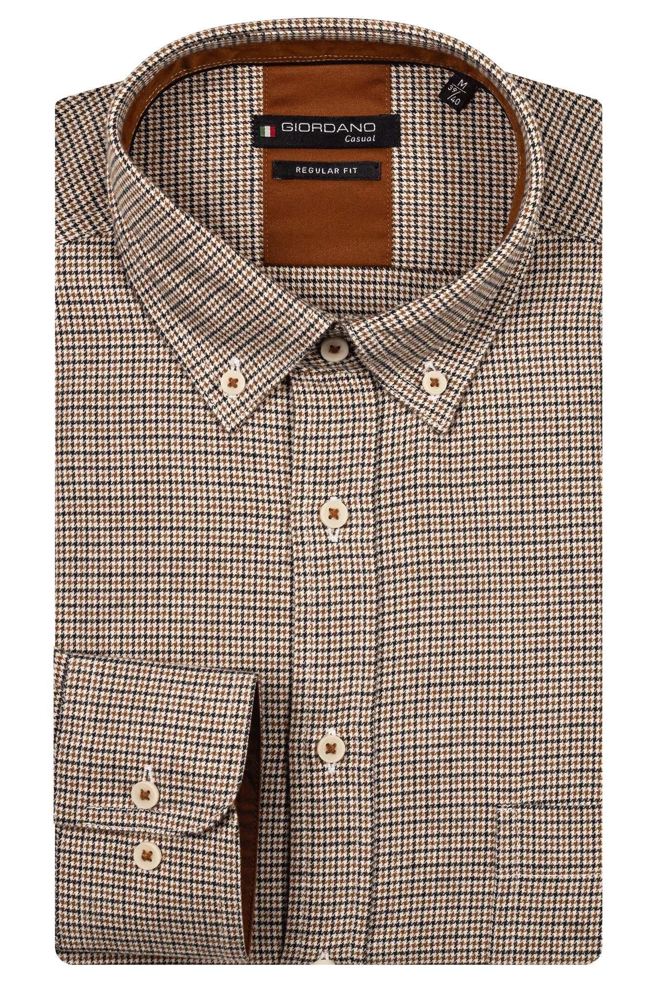 Brown Houndstooth Check Shirt