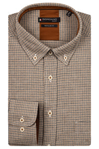 Brown Houndstooth Check Shirt