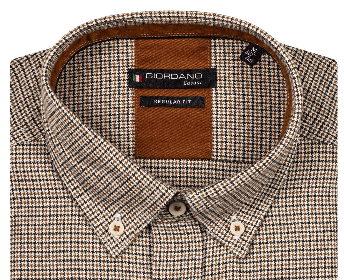 Brown Houndstooth Check Shirt