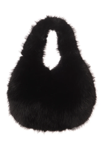 Black Faux Fur Slouch Bag