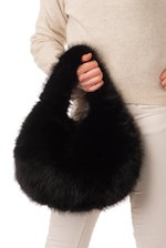 Load image into Gallery viewer, Black Faux Fur Slouch Bag
