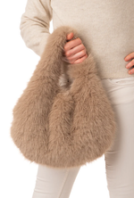 Load image into Gallery viewer, Mocha Faux Fur Slouch Bag
