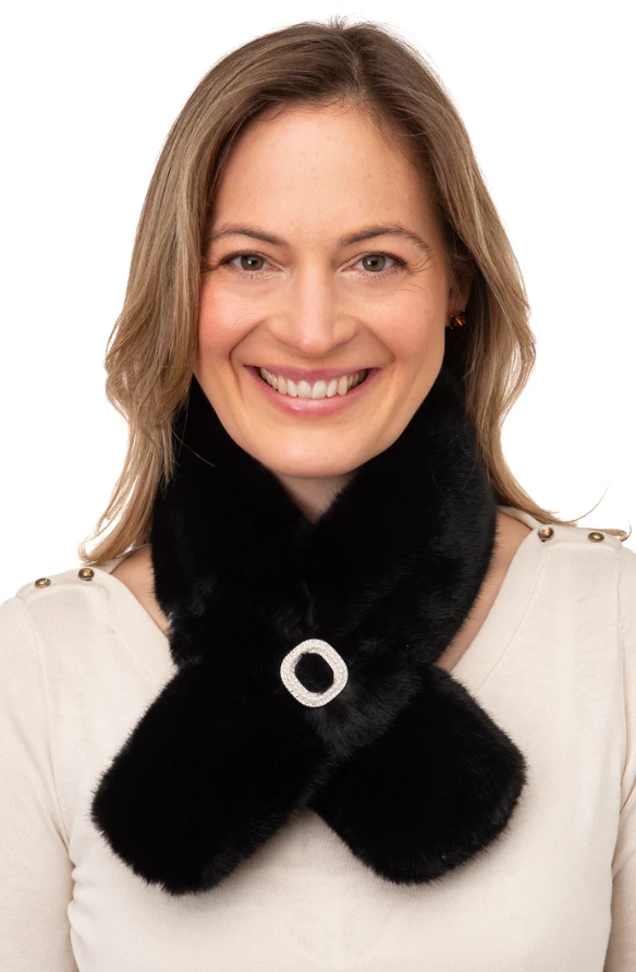 Black Faux Fur Tippet