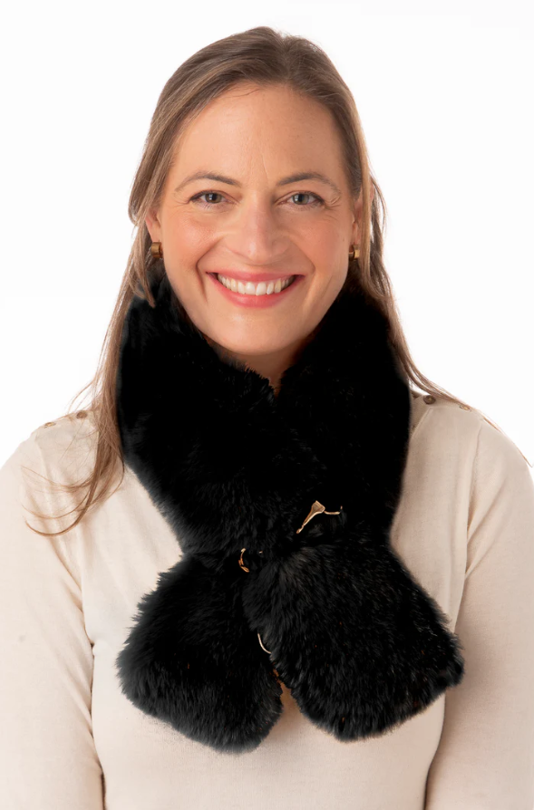 Black Aria Faux Fur Tippet