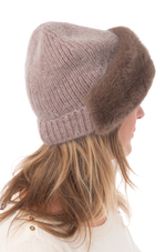 Load image into Gallery viewer, Mocha Faux Fur Trim Beanie
