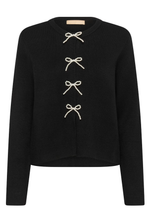 Load image into Gallery viewer, Black Pearl Bow Cardigan
