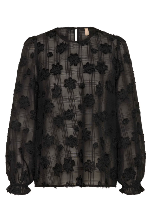 Black Semi Sheer Blouse