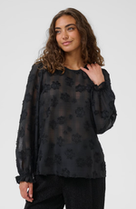 Load image into Gallery viewer, Black Semi Sheer Blouse
