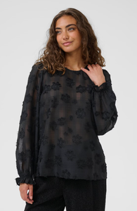 Black Semi Sheer Blouse