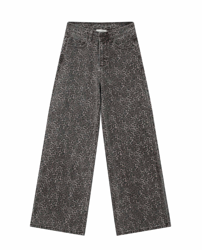 Animal Print Wide Jeans