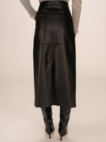 Load image into Gallery viewer, Black Faux Leather Skirt

