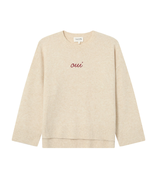 Cream Embroidered Jumper