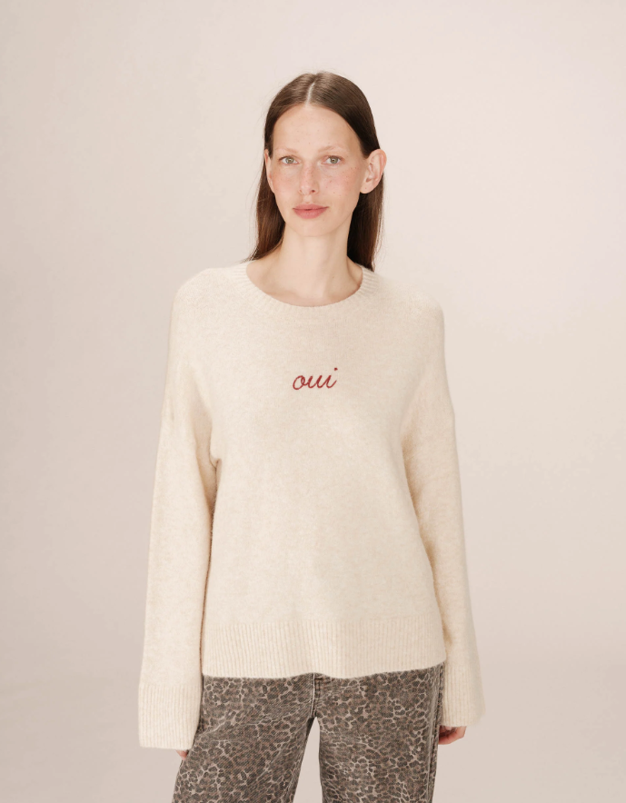 Cream Embroidered Jumper