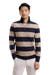 Navy Block Stripe Rugger