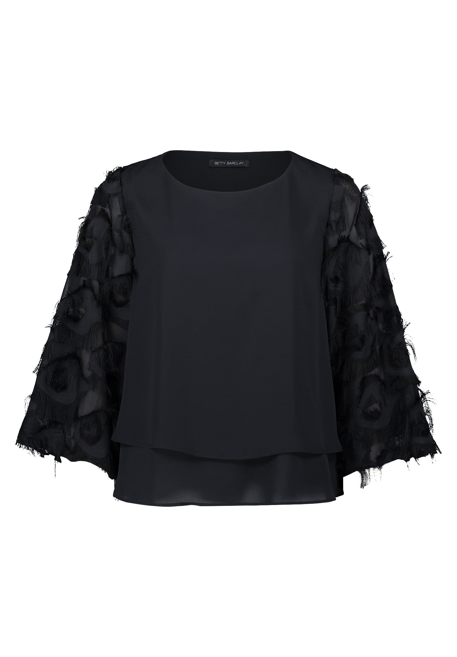 Black Mesh Sleeve Blouse