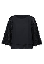 Load image into Gallery viewer, Black Mesh Sleeve Blouse
