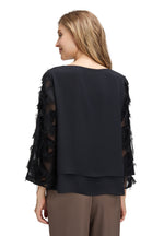 Load image into Gallery viewer, Black Mesh Sleeve Blouse
