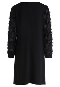 Black Mesh Sleeve Shift Dress