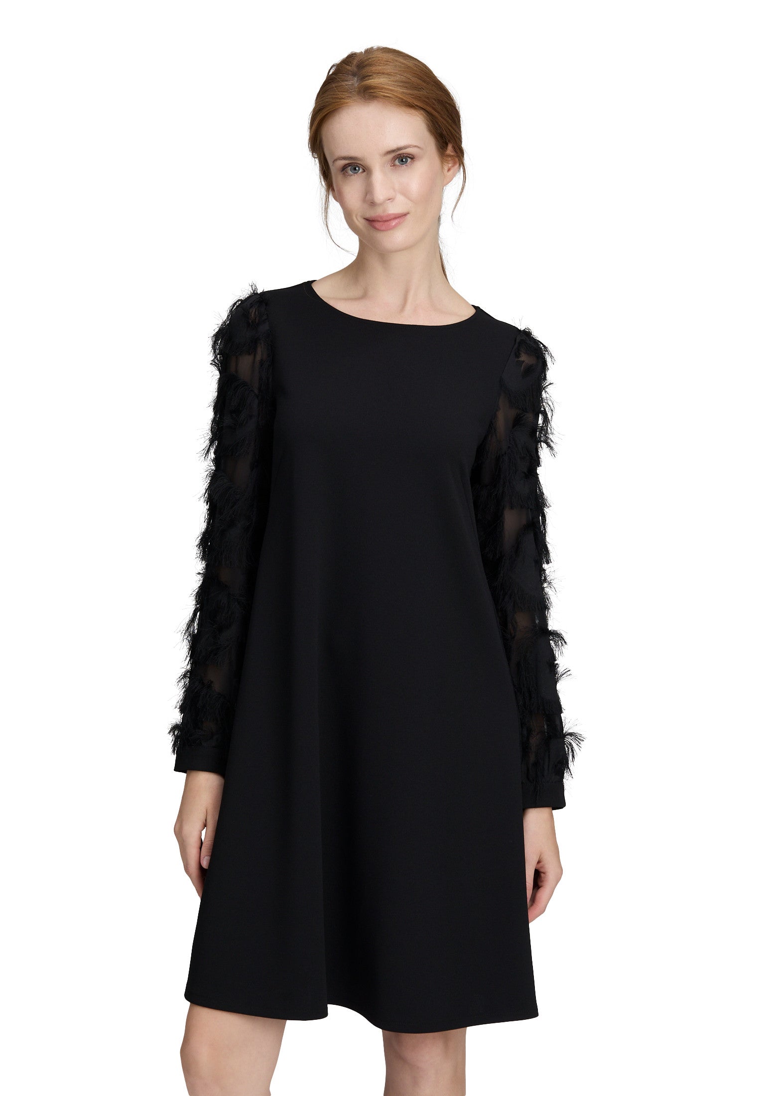 Black Mesh Sleeve Shift Dress