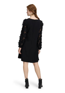 Black Mesh Sleeve Shift Dress