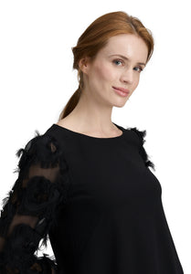 Black Mesh Sleeve Shift Dress