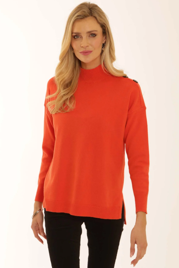 Orange Button Detail Jumper