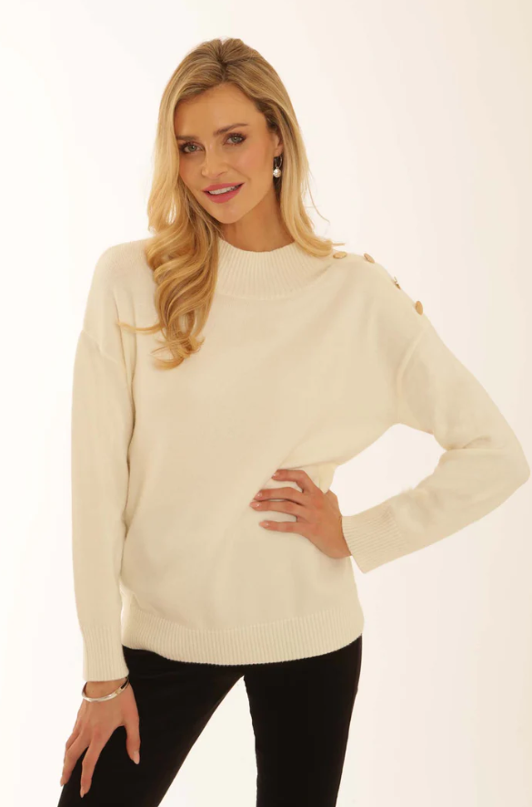 Cream Button Detail Jumper