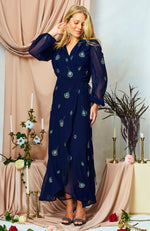 Load image into Gallery viewer, Navy Harper Wrap Dress
