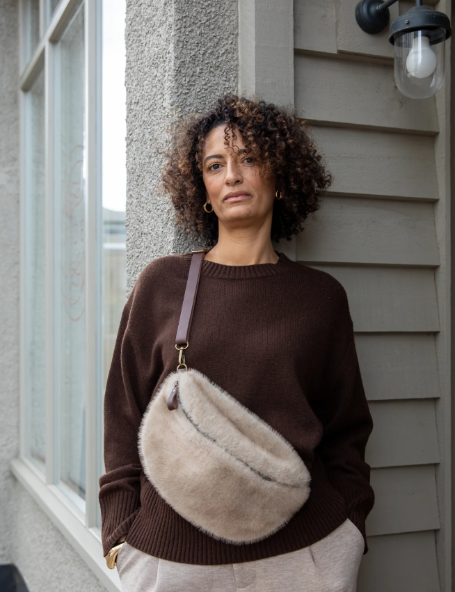 Beige Faux Fur Fulham Sling Bag