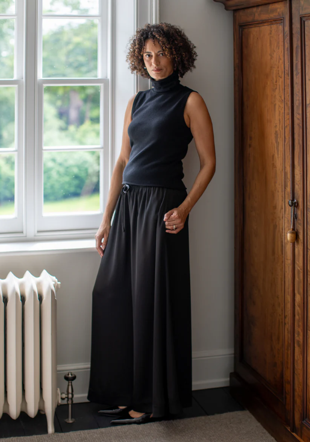 Black Posy Roll Neck Top