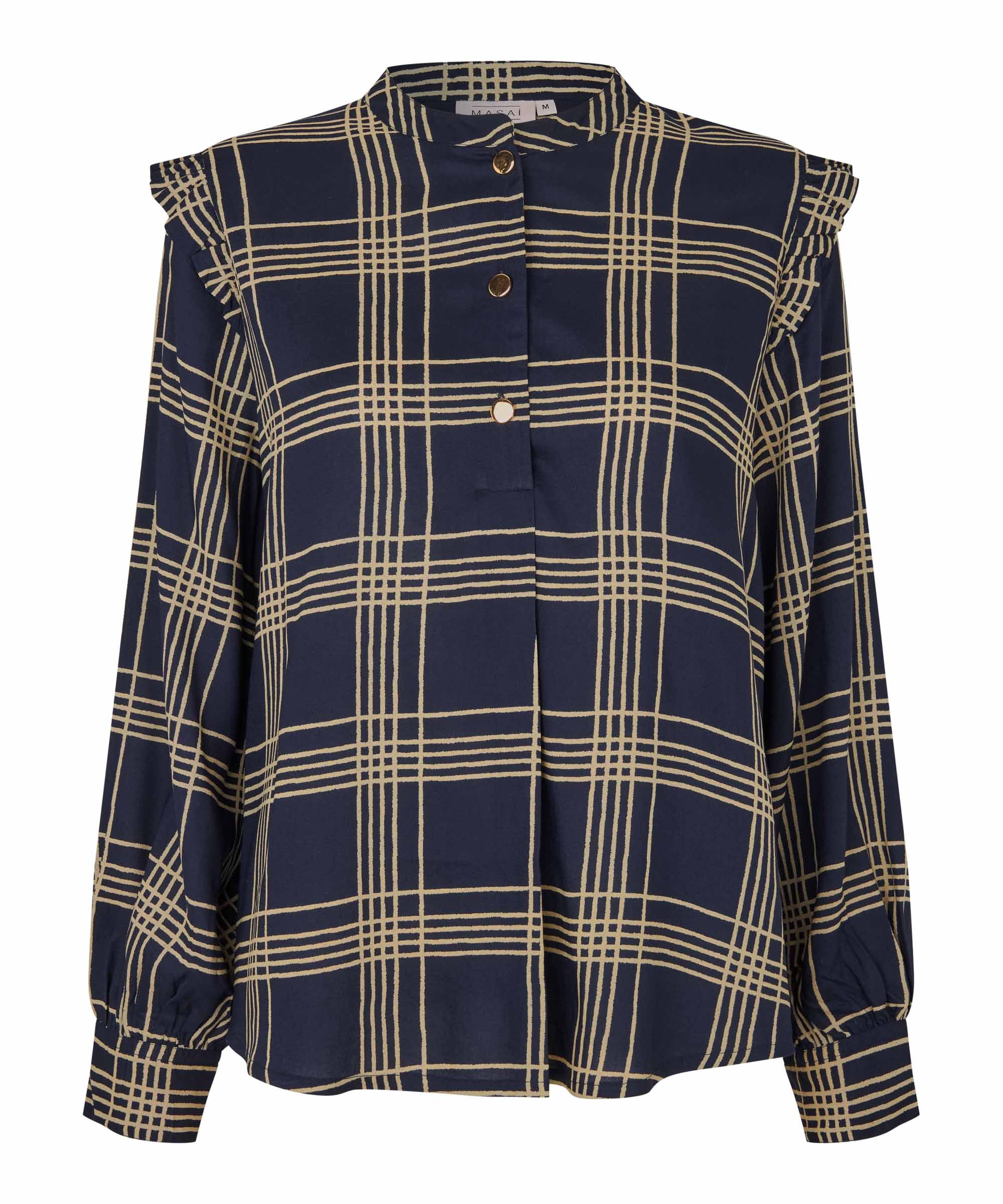 Navy Brionis Checked Blouse