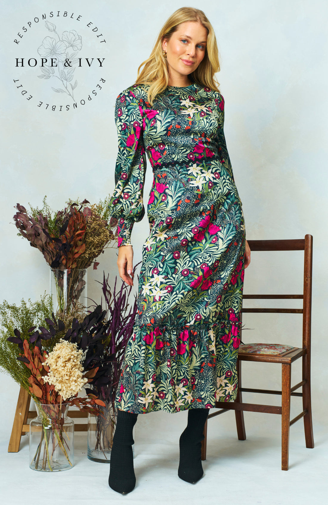 Bramble William Morris Midi Dress