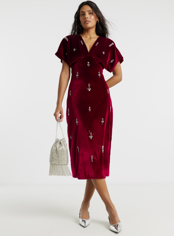 Red Farah Velvet Dress