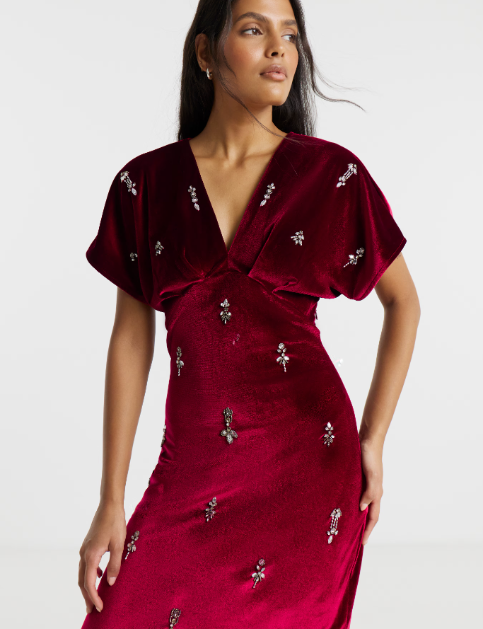 Red Farah Velvet Dress