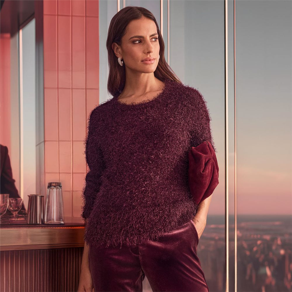 Wine Fluffy Jumper