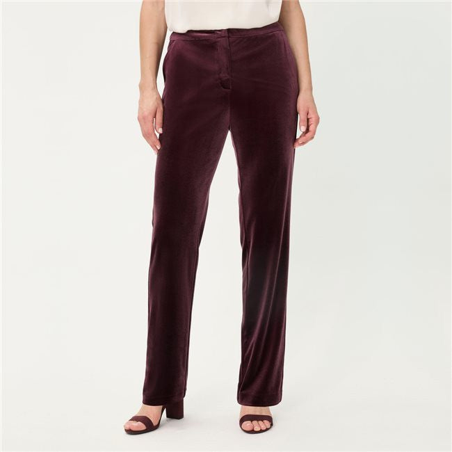 Wine Mona Fit Velvet Trousers