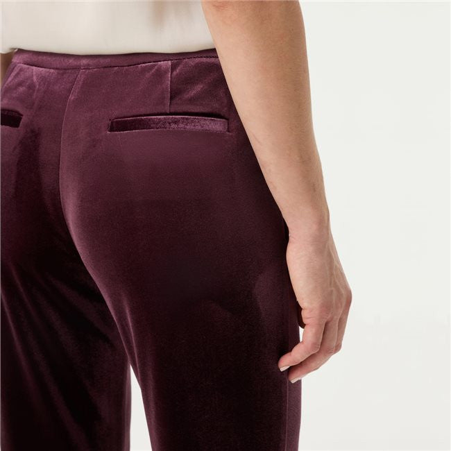 Wine Mona Fit Velvet Trousers