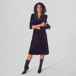 Load image into Gallery viewer, Black Velvet Midi Dress
