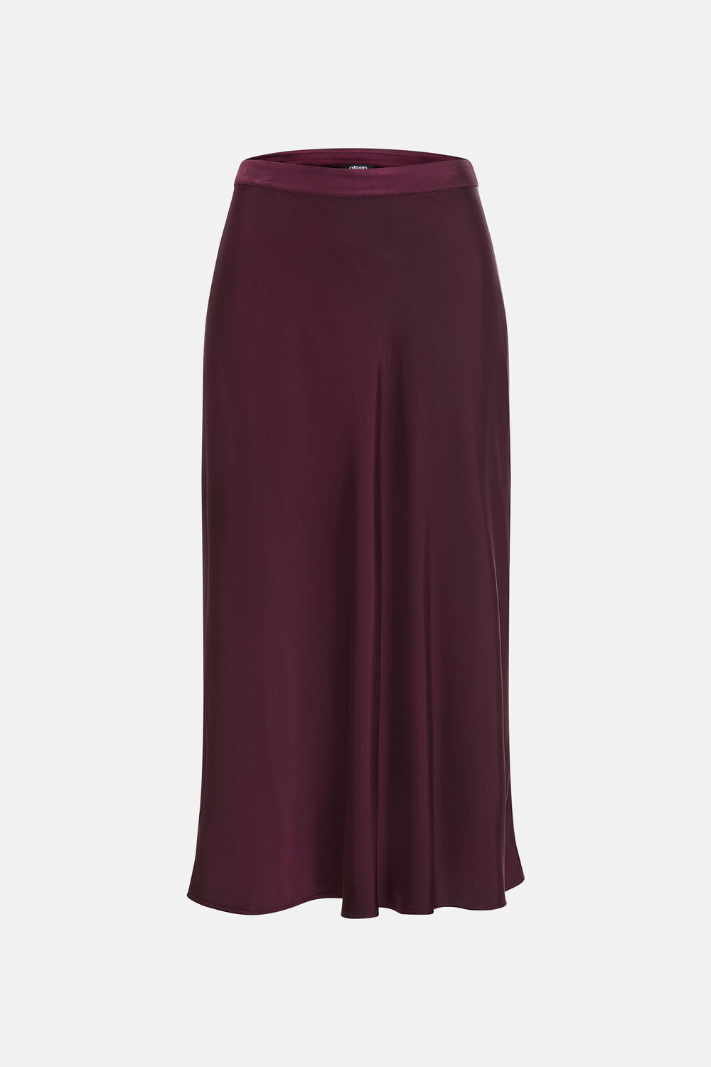 Wine Satin Midi Skirt