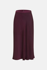 Load image into Gallery viewer, Wine Satin Midi Skirt

