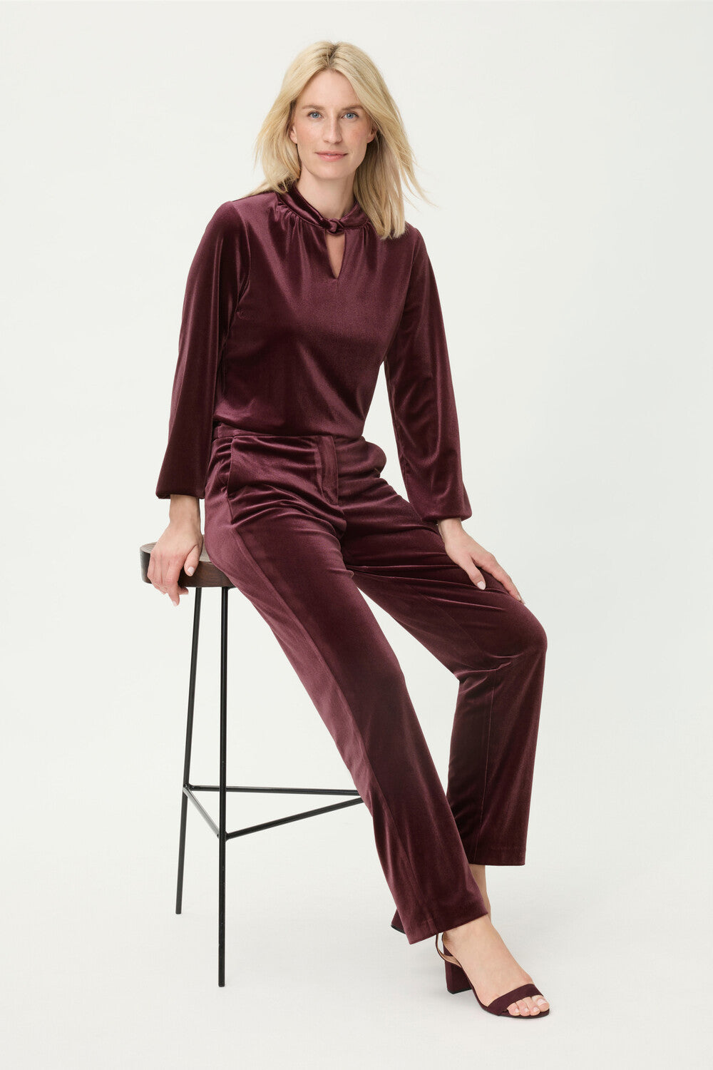 Wine Velvet Twist Top